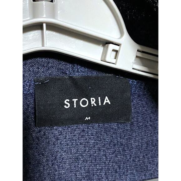 Storia Navy Blue Cowl Neck Pullover Crop Top Womens M Terry Cloth Soft Lagenlook - Picture 6 of 8